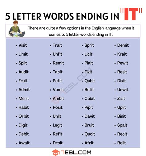 words end or|5 letter words that end.